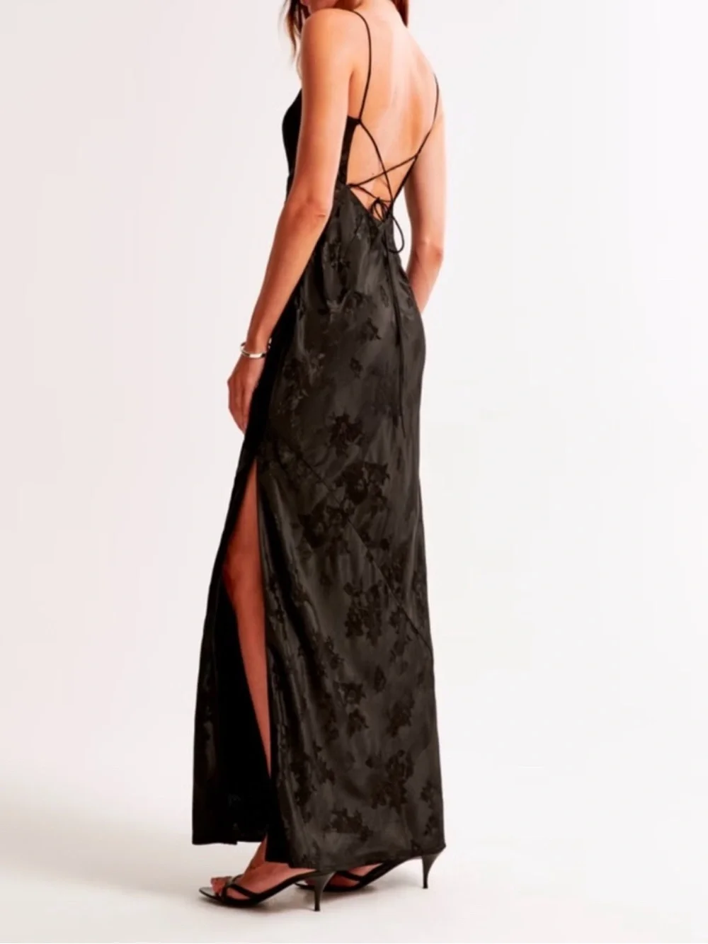 NWT Abercrombie Black Satin Maxi Slip Dress